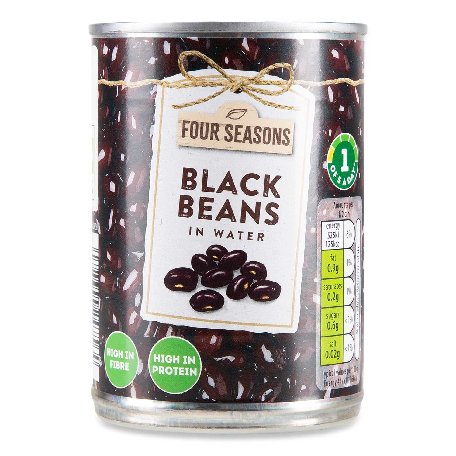 Black Beans In Water 390g (235g Drained) Four Seasons